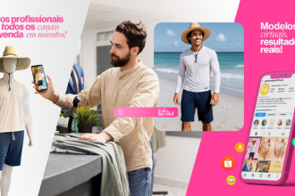 FotoModel permite criar ensaios profissionais pelo celular, transformando vitrines online com qualidade e agilidade.